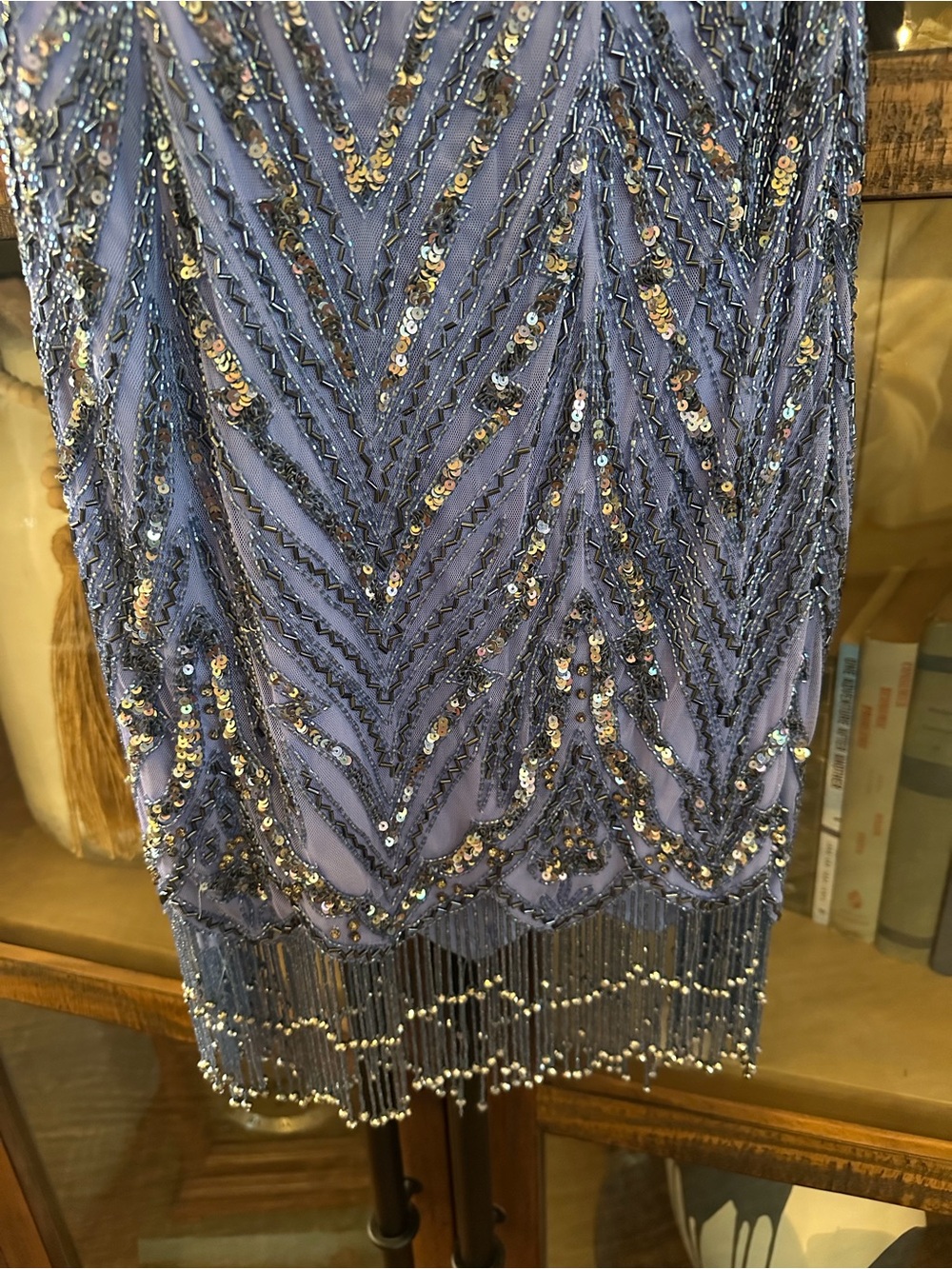 Sherri Hill Lavender Beaded Halter Mini Dress - Picture 4 of 6